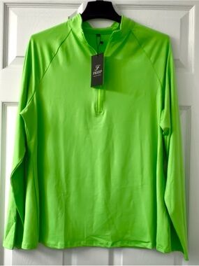 Fkeep~ Women’s Neon Lime Quarter-Zip Performance Top Size XXL